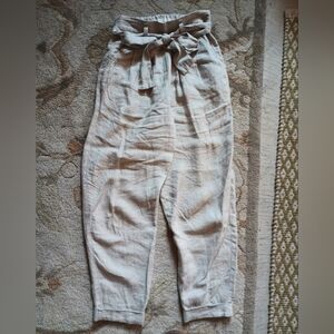 Not Perfect Linen Boyfriend Pants XS Natural Linen